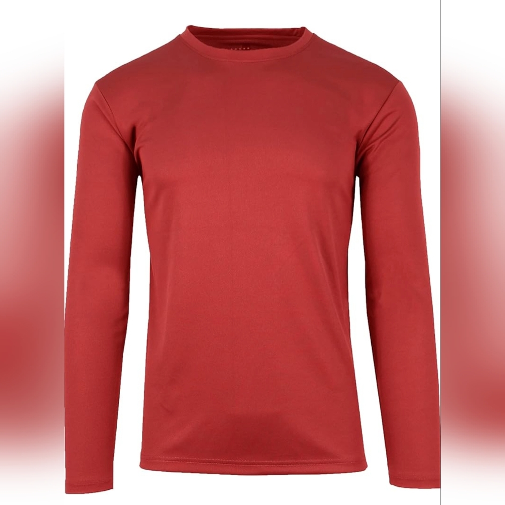 Galaxy by Harvic Men's Long Sleeve Moisture-wicking Performance Tee - Red